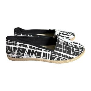 Womens Bongo Black & White Jute Casual Ballet Flats Slip Ons Shoes Loafers - 10